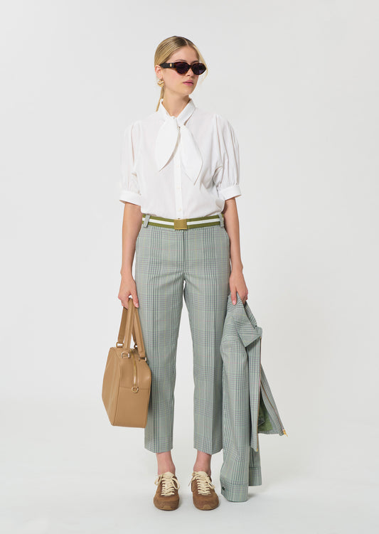 trousers in dark green Prince of Wales check