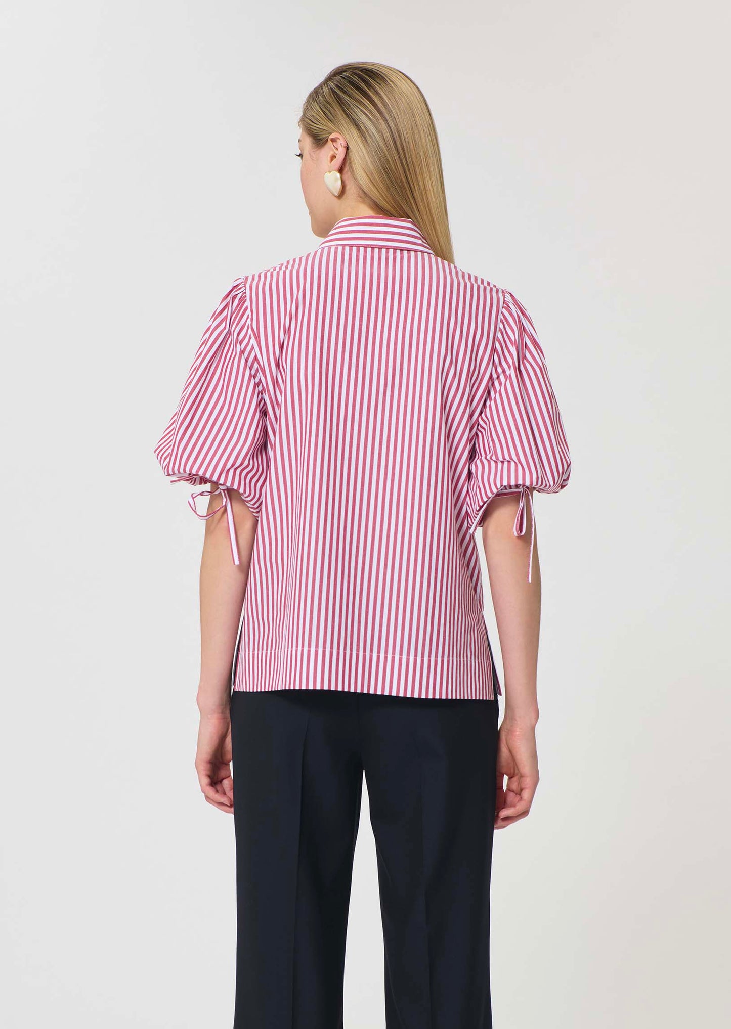 shirt in red striped poplin