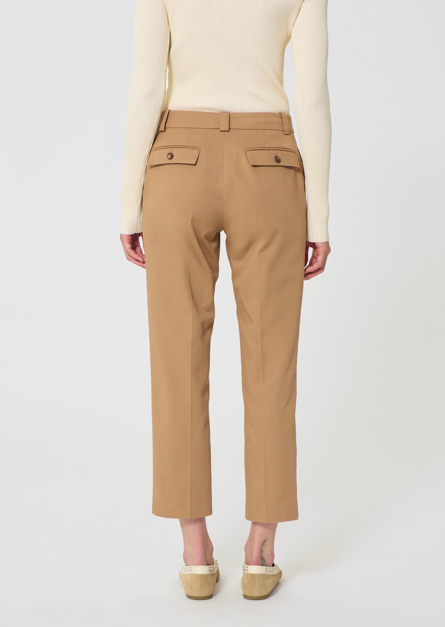trousers in beige cotton garbardine