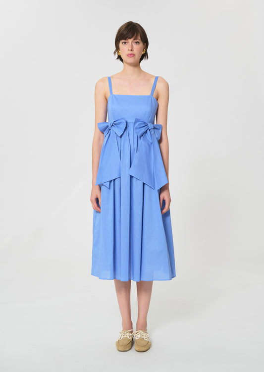 dress in sky blue cotton veil