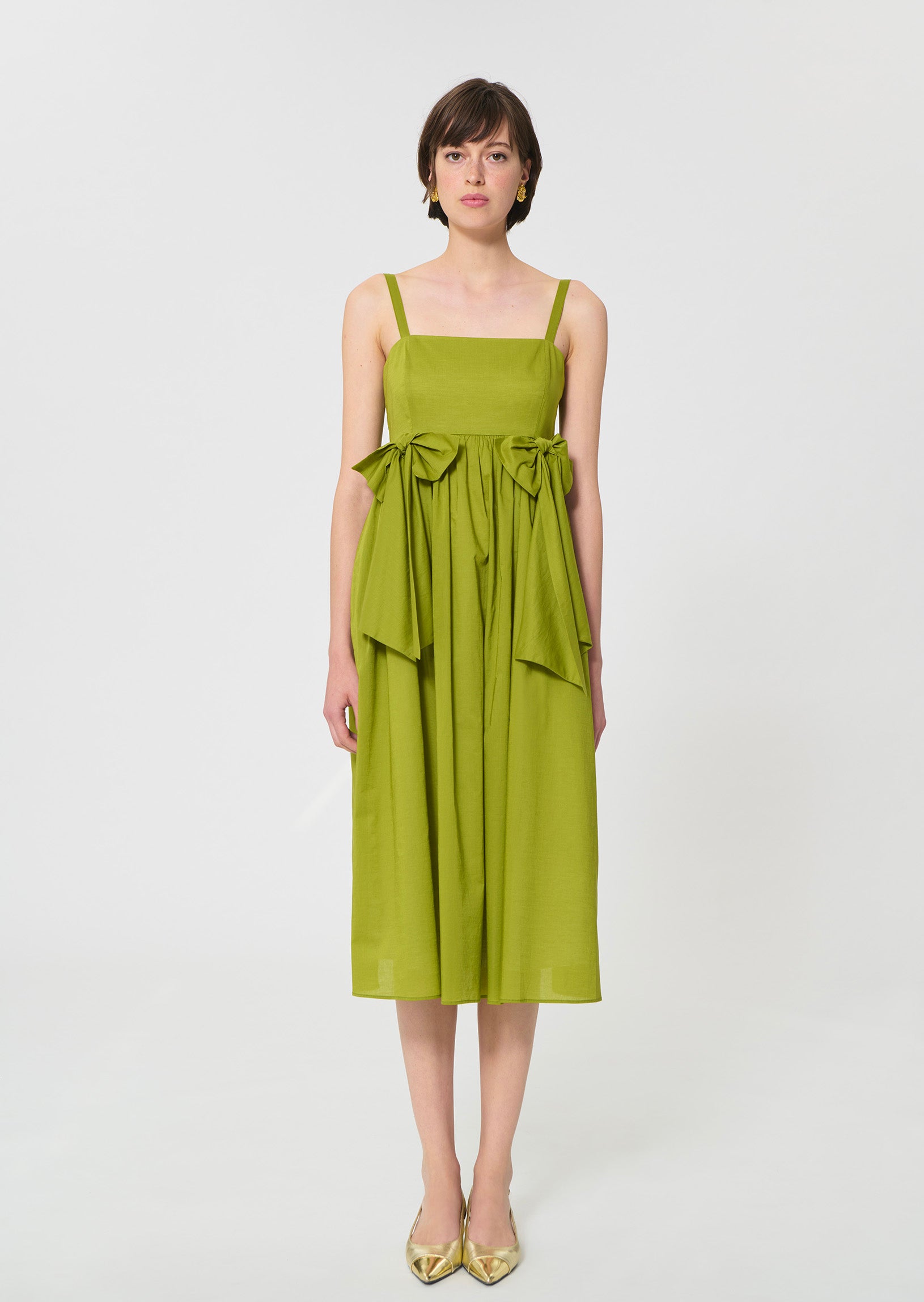 dress in green cotton veil