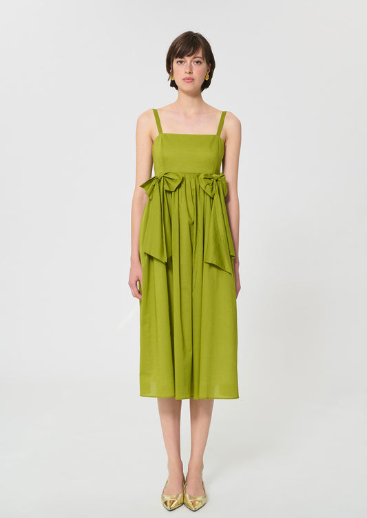 dress in green cotton veil