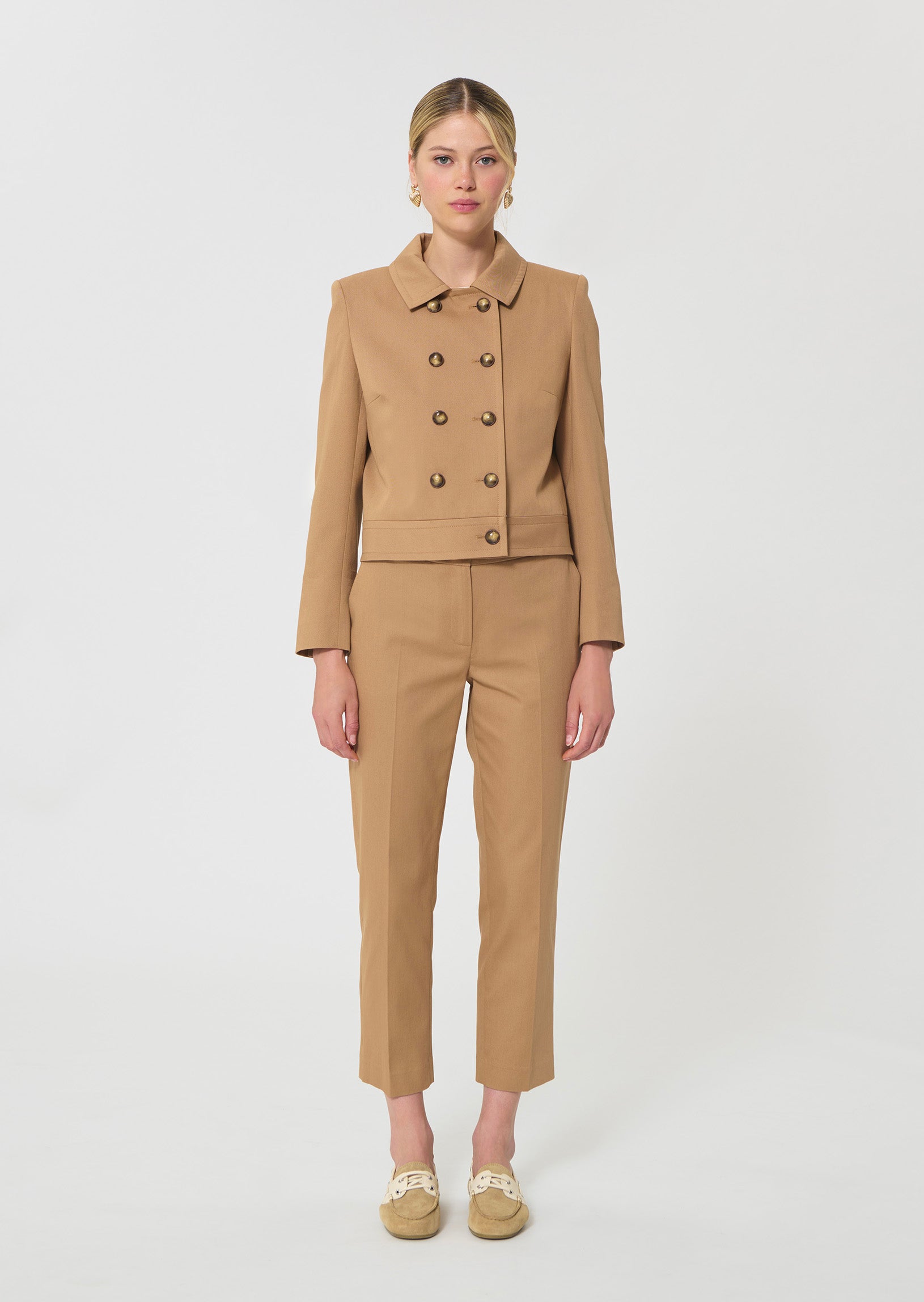 jacket in beige cotton garbardine