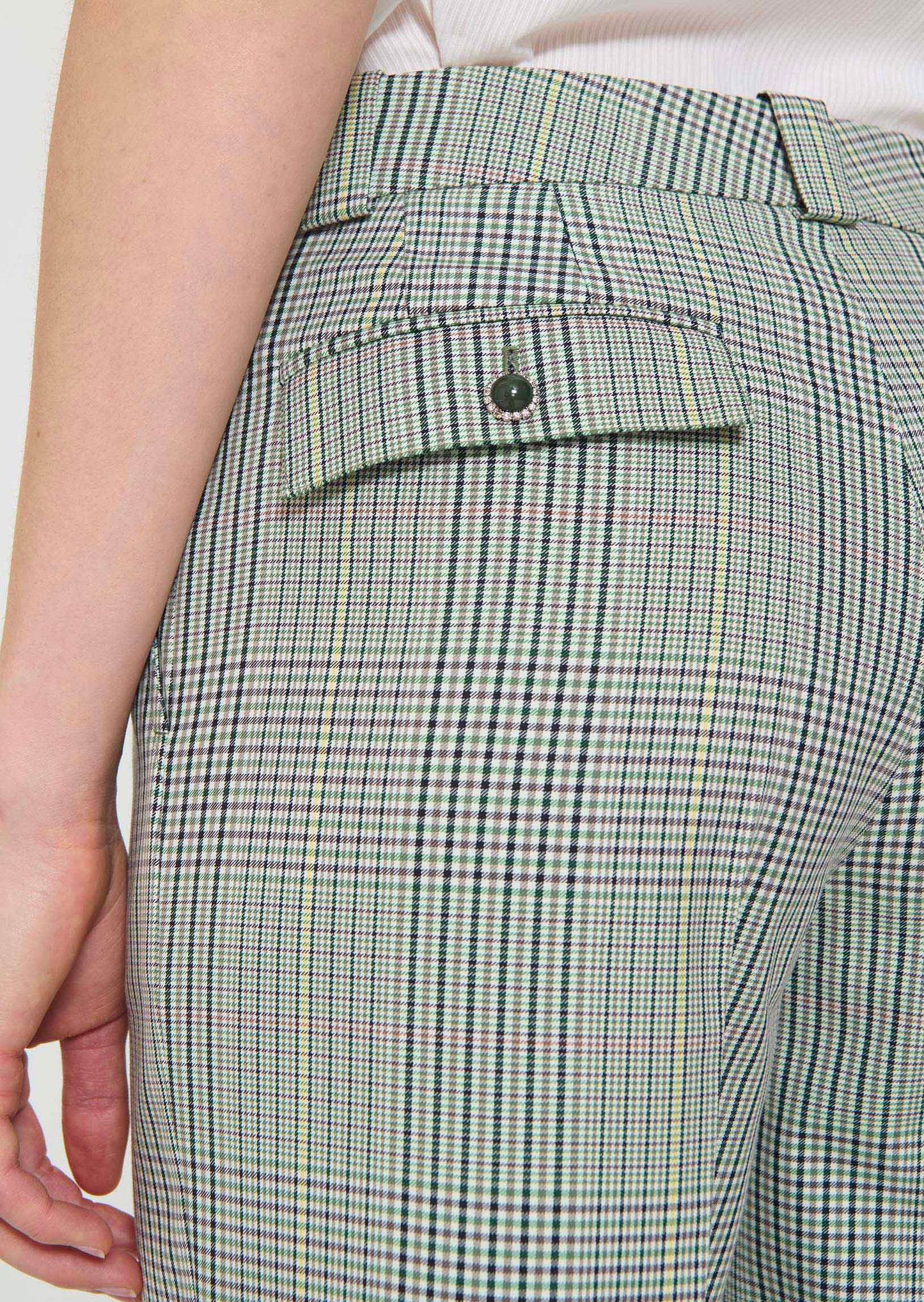 trousers in dark green Prince of Wales check