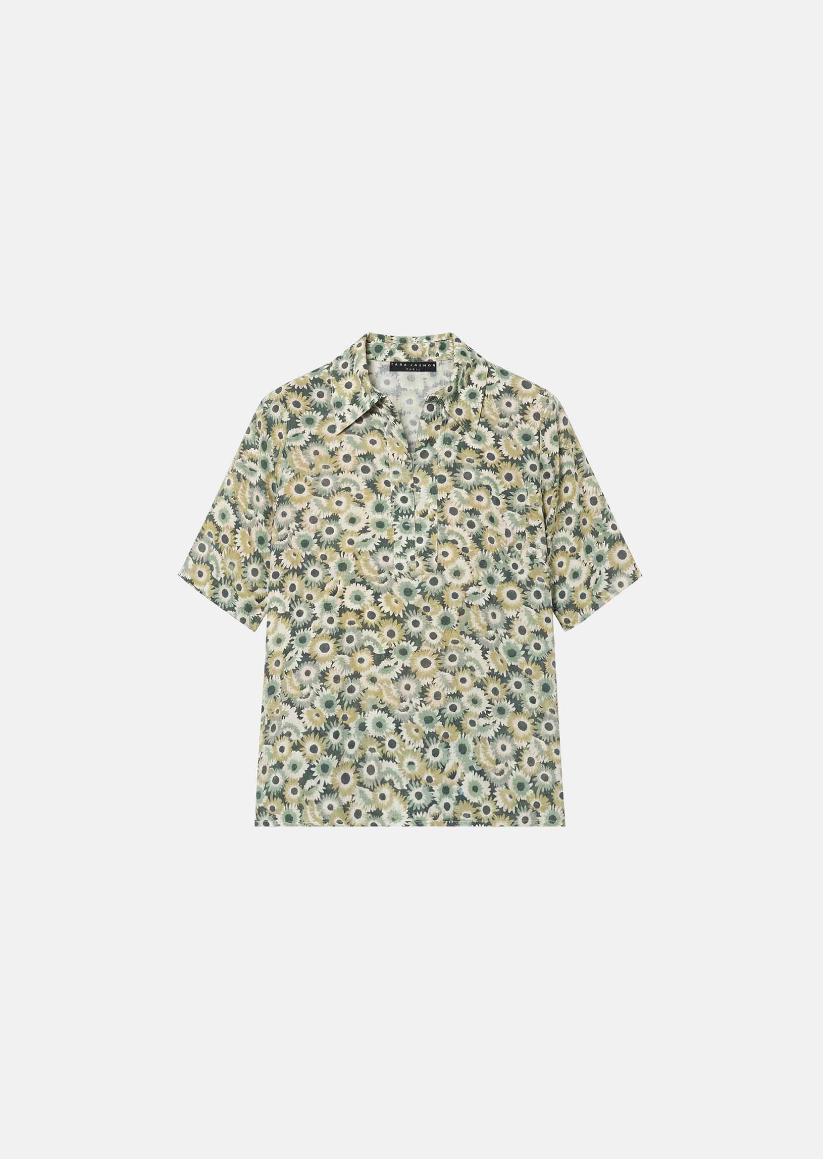top in green floral print