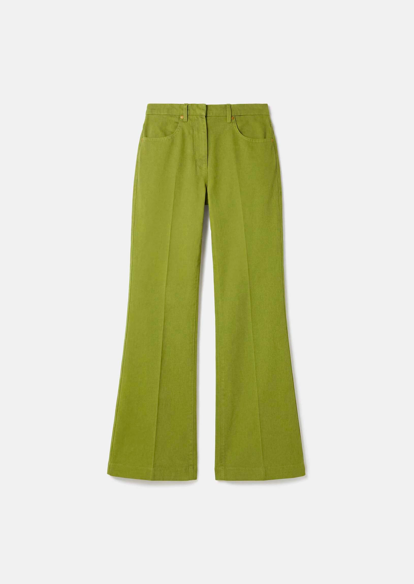 jeans in green lightweight denim