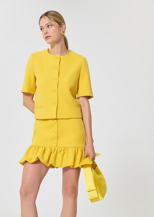 jacket in yellow foamy crepe