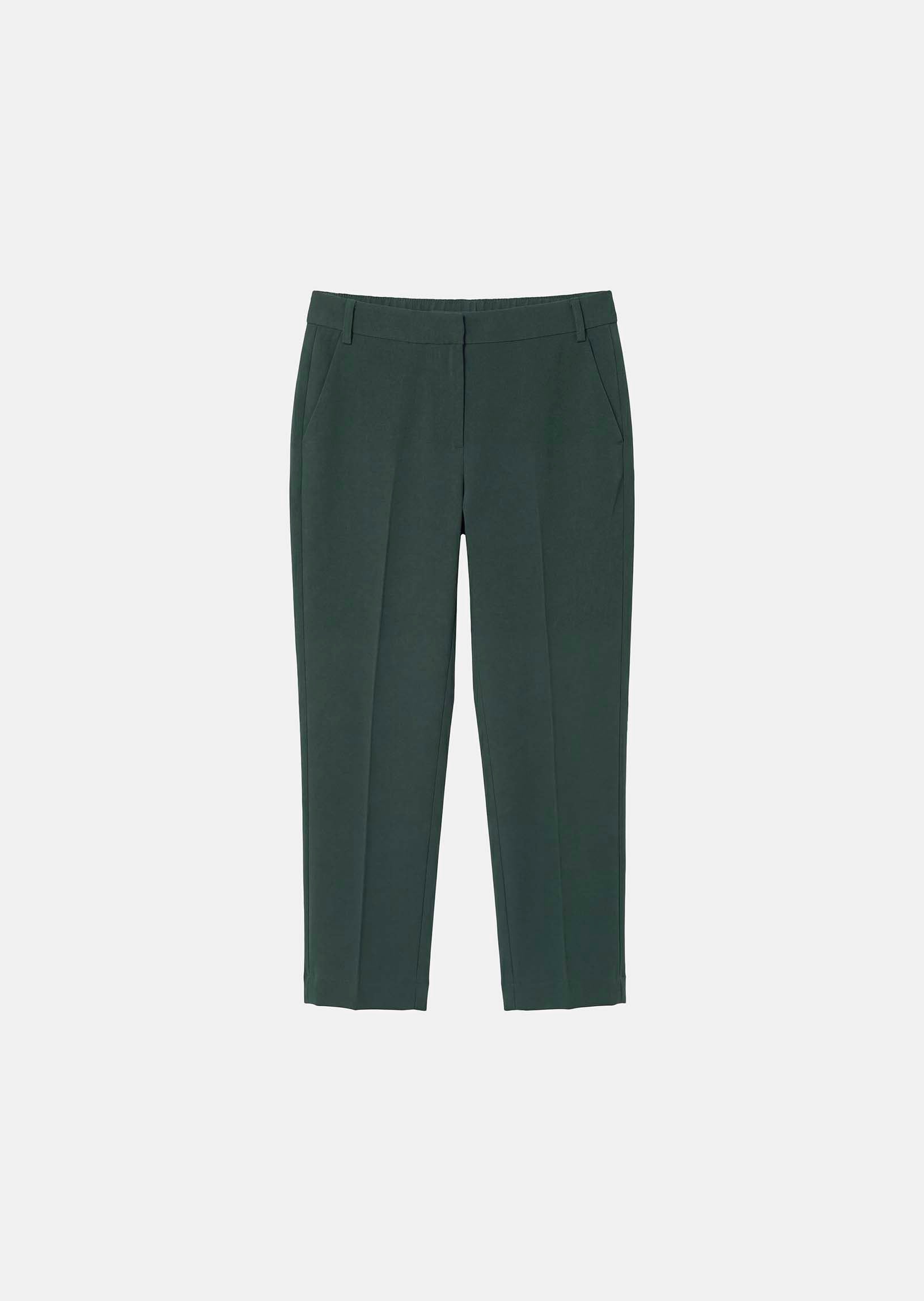 trousers in dark green in fluid crepe