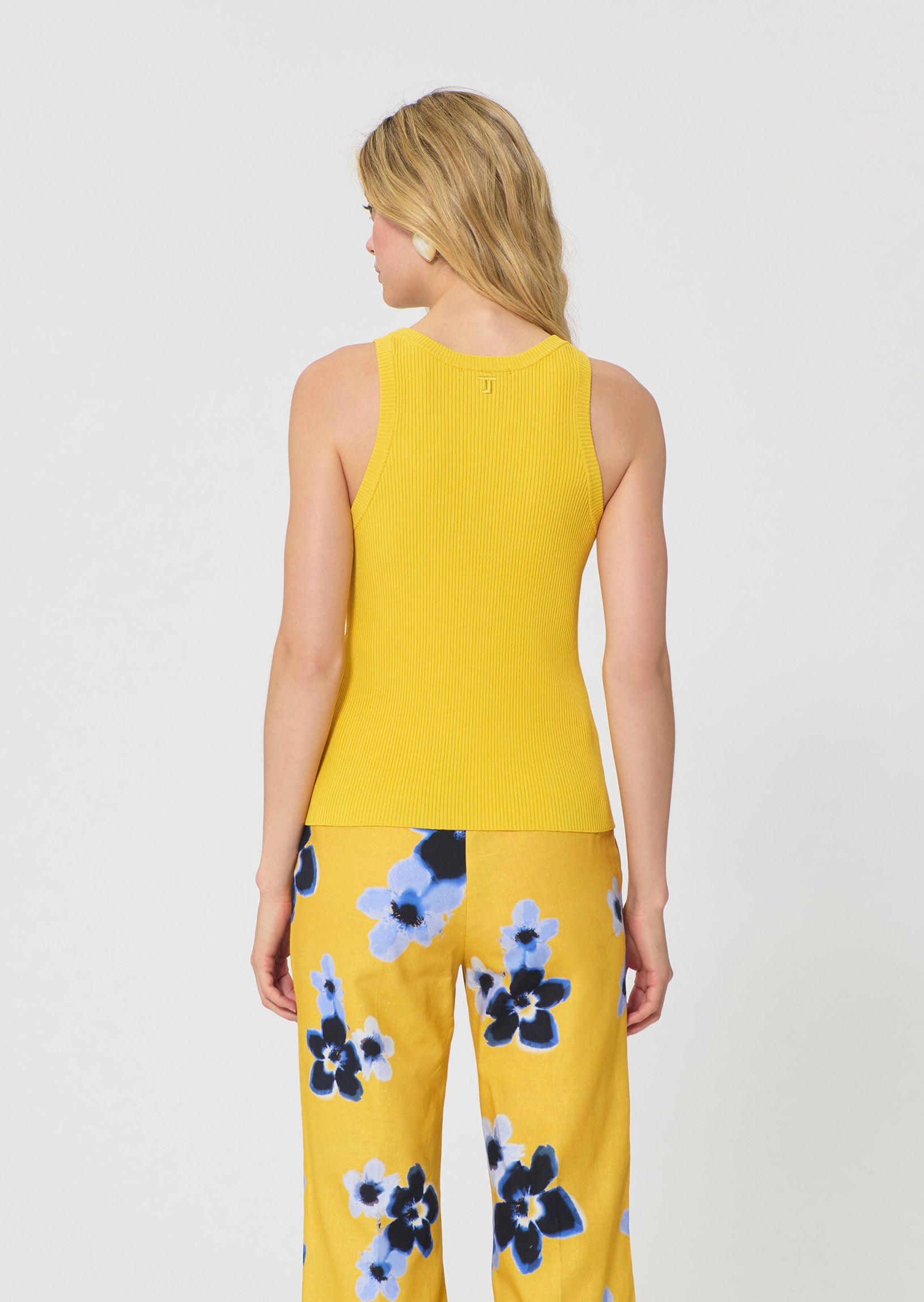 tank top in yellow ribbed knit