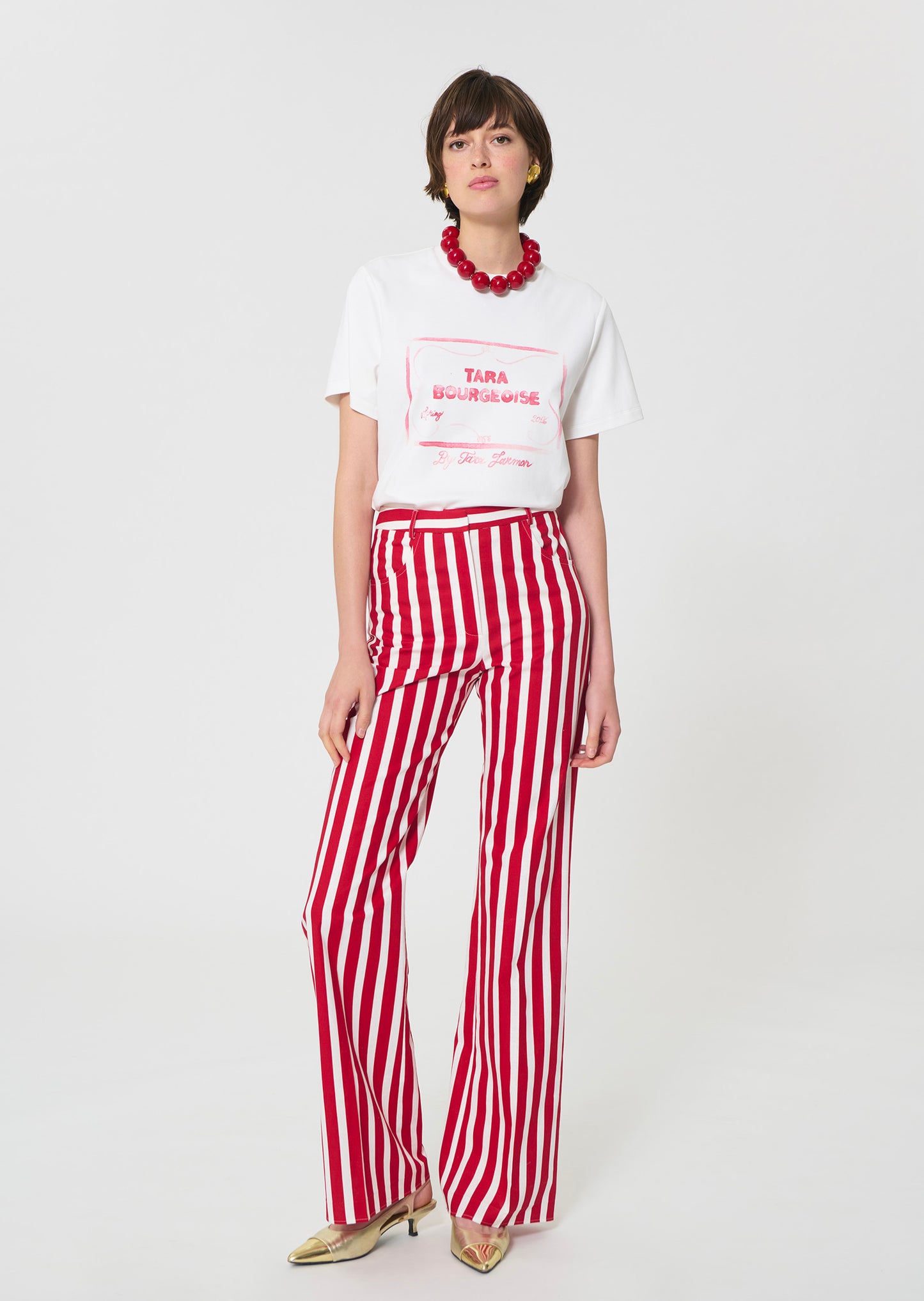 T-shirt in white printed cotton