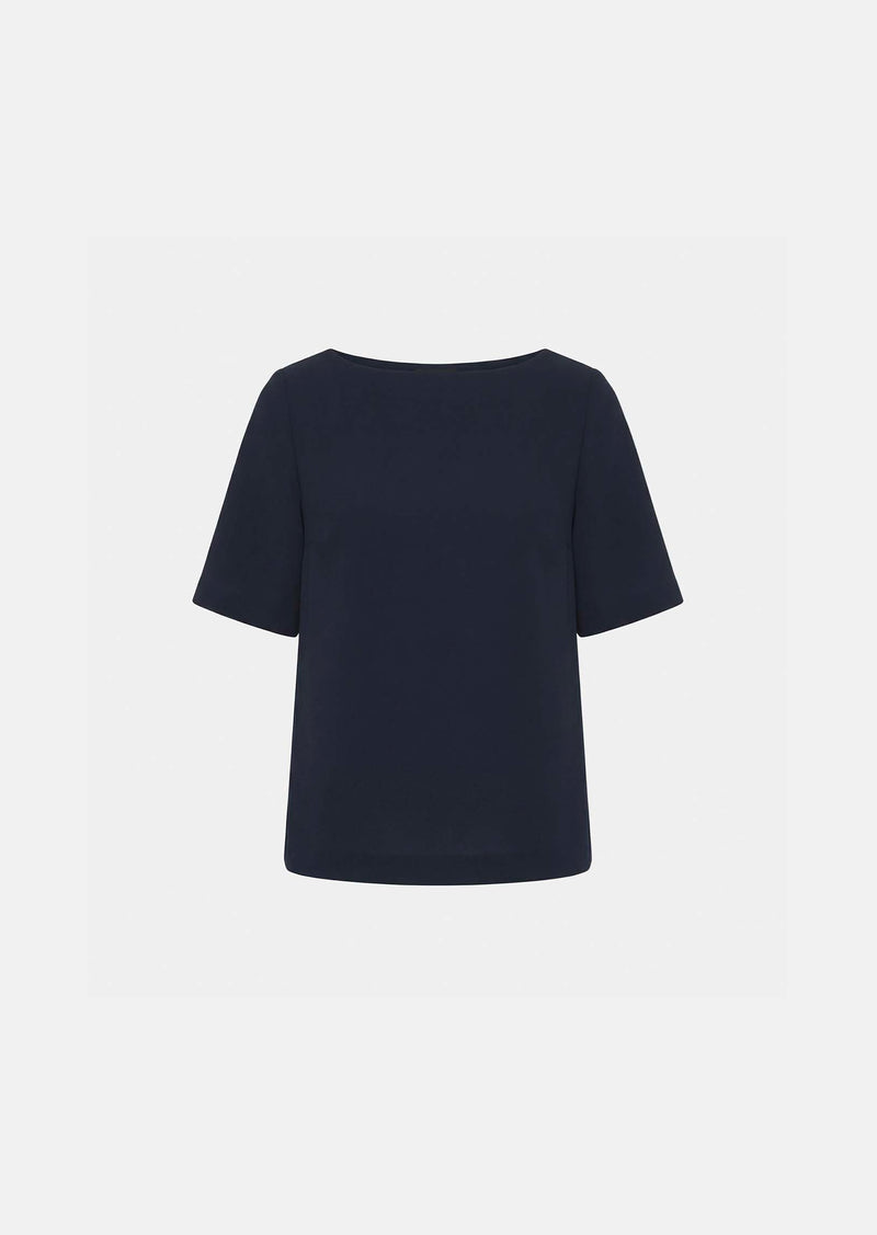 top in midnight blue fluid crepe