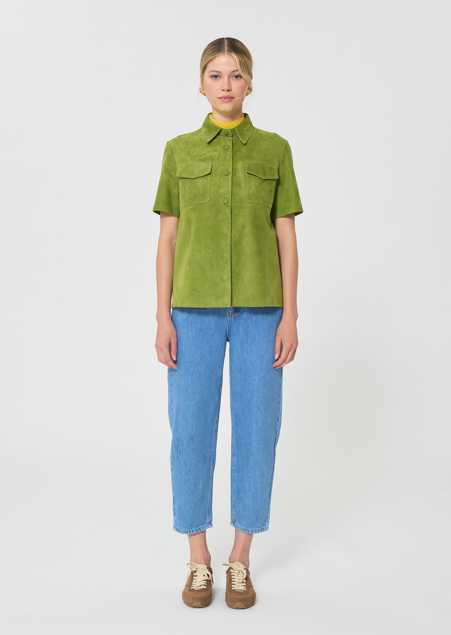 top in green suede