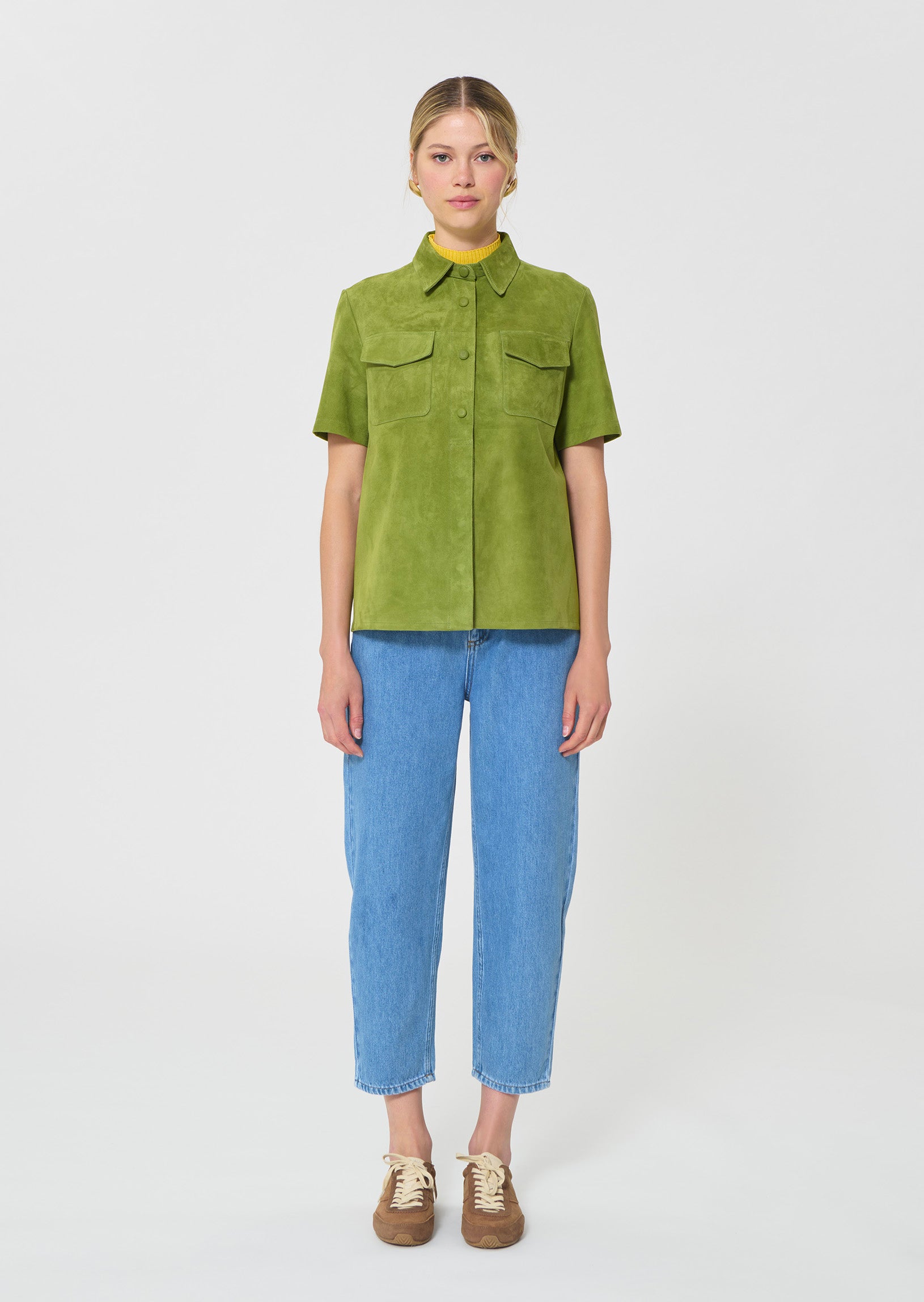 top in green suede