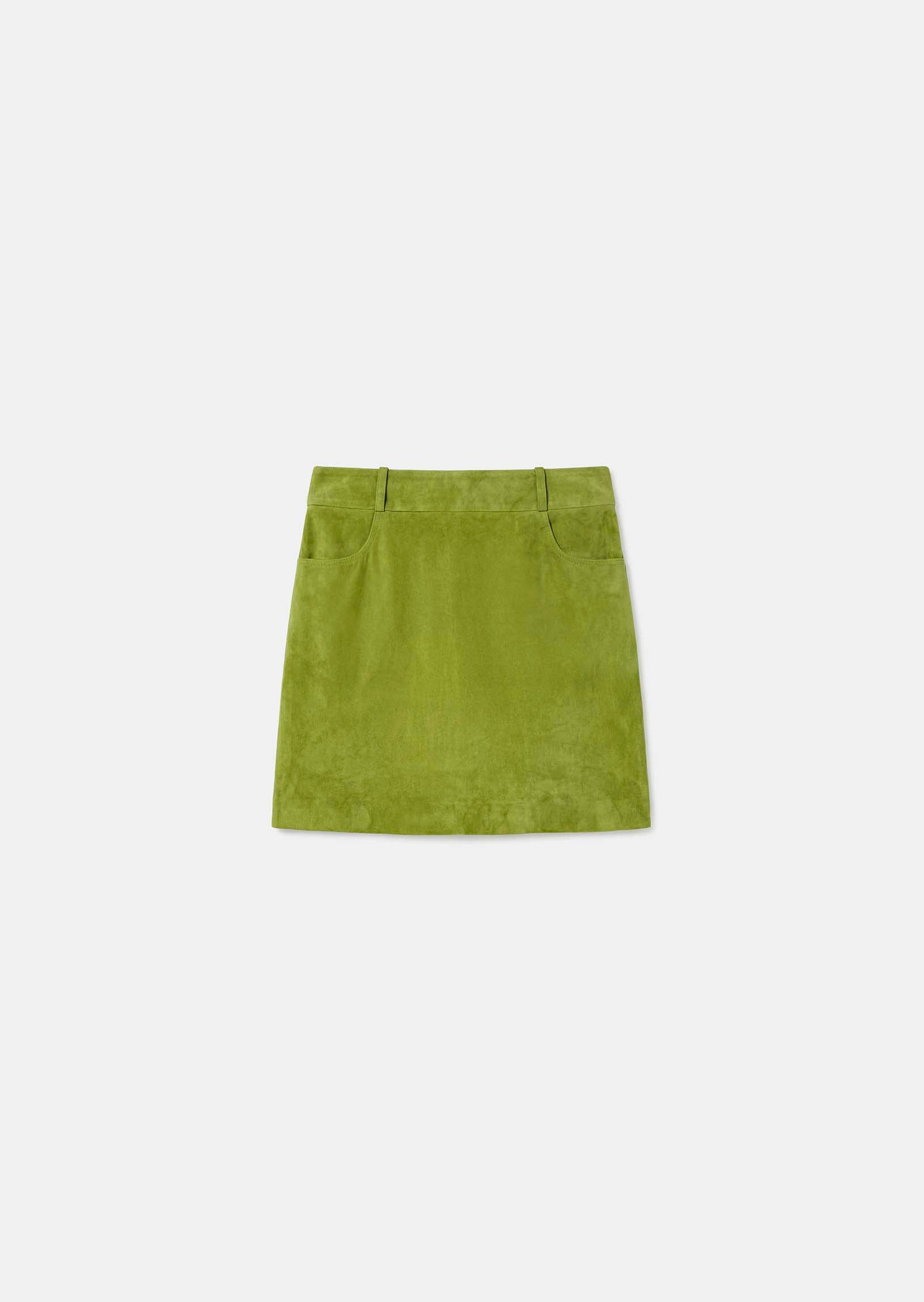 skirt in green suede