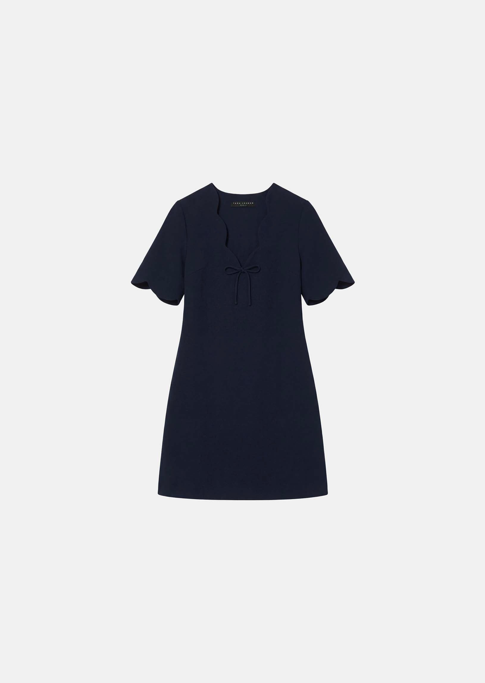 dress in midnight blue fluid crepe