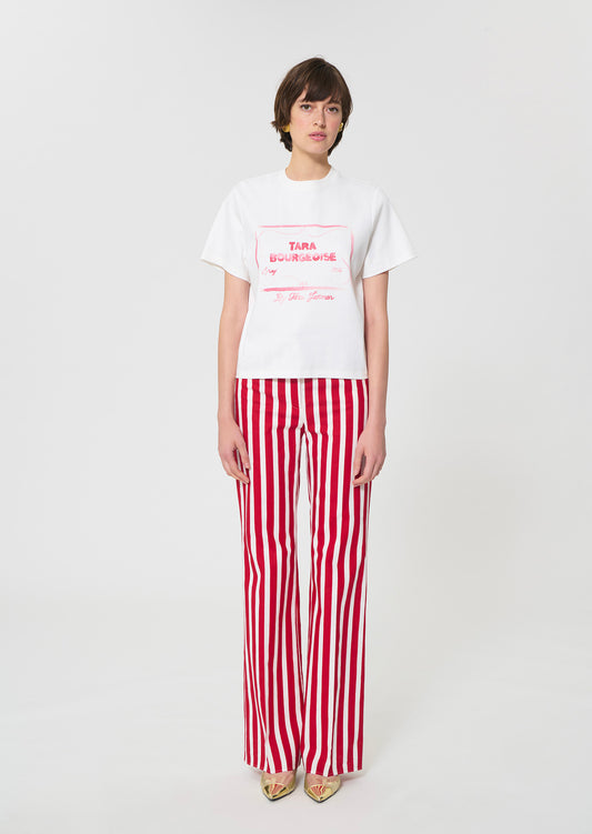 T-shirt in white printed cotton