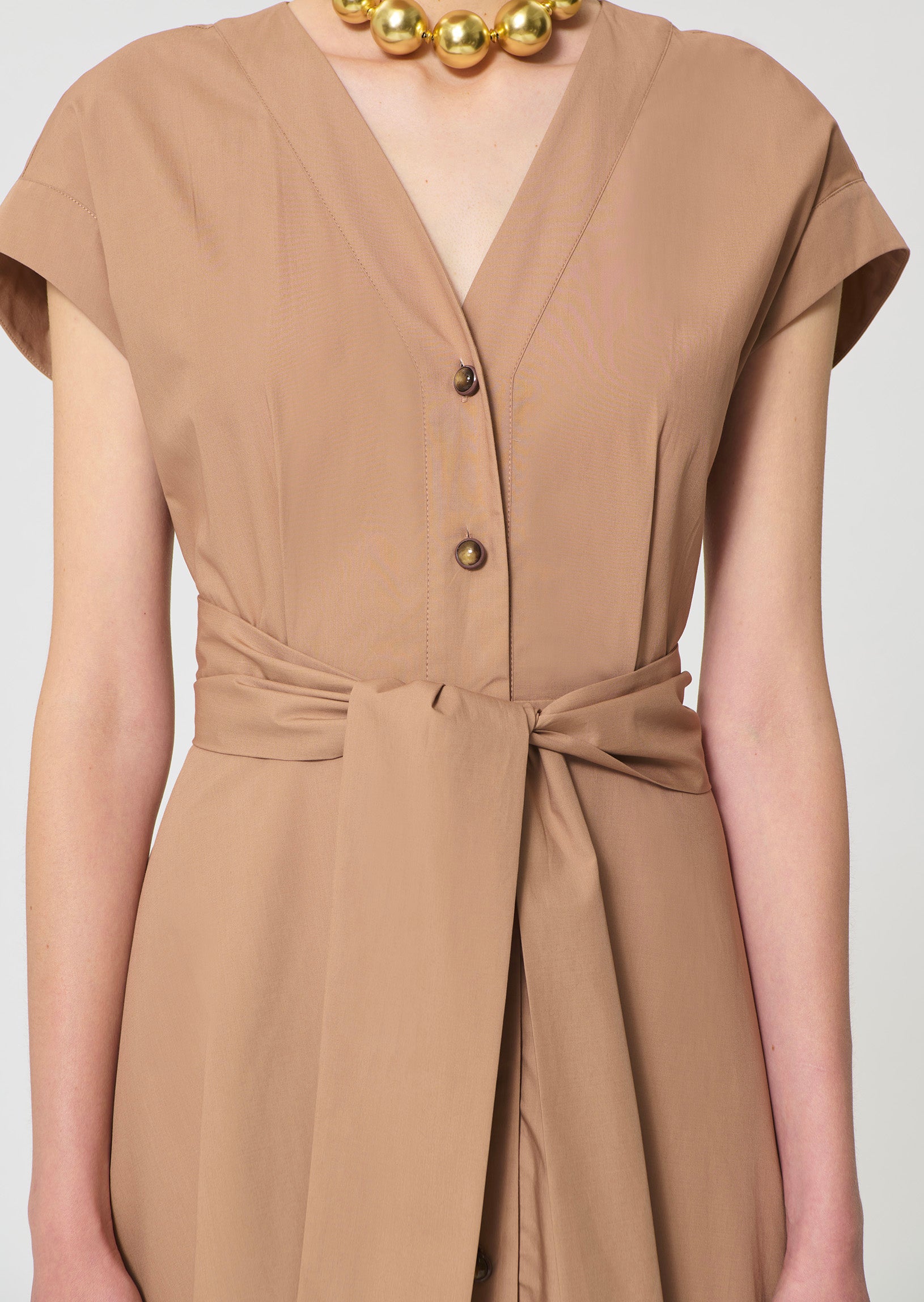 dress in beige poplin
