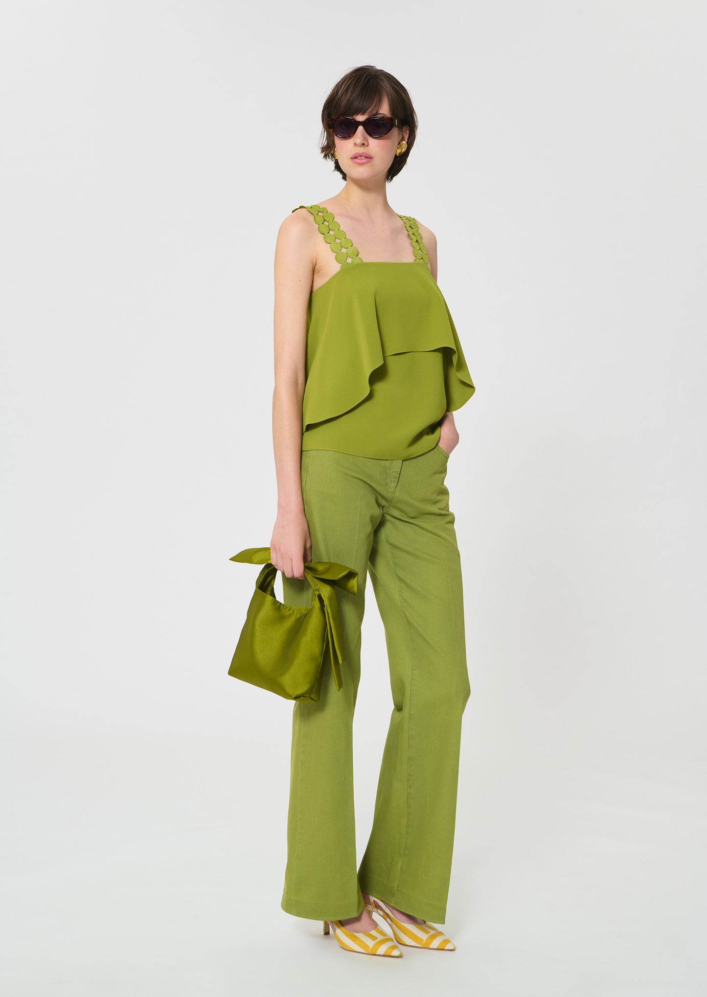 top in geen fluid crepe