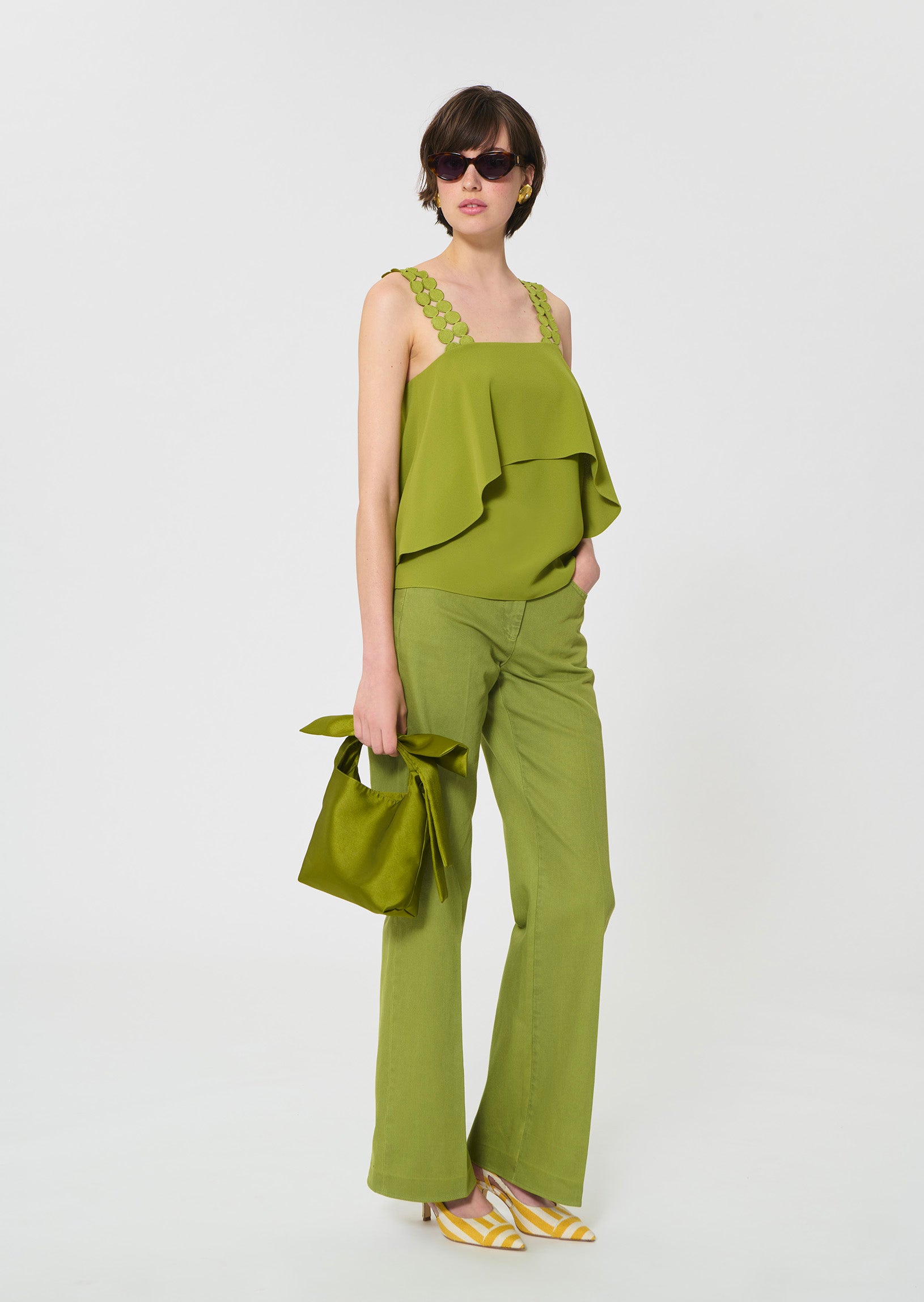 top in geen fluid crepe