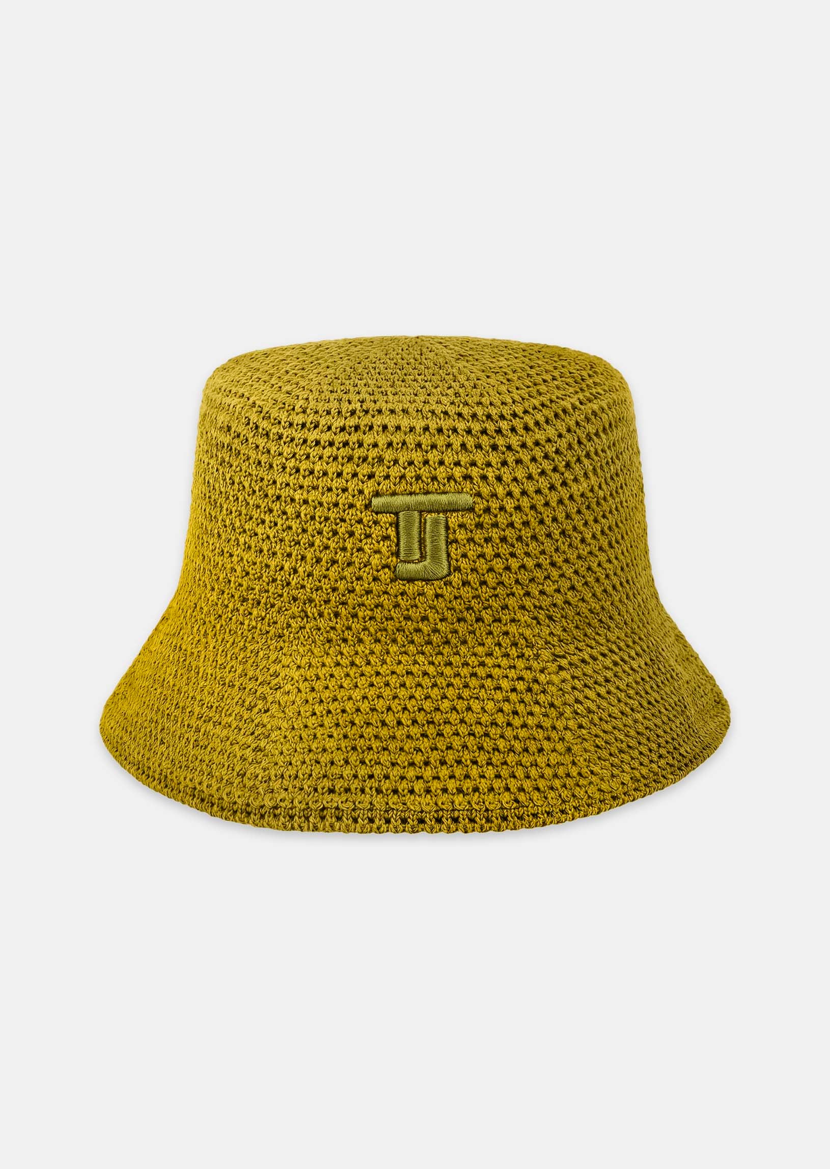 bucket hat in green crochet