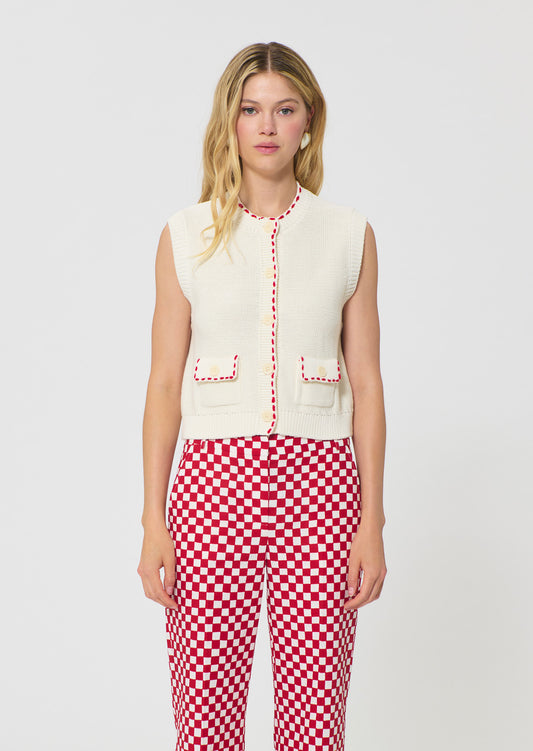 vest in ecru cotton