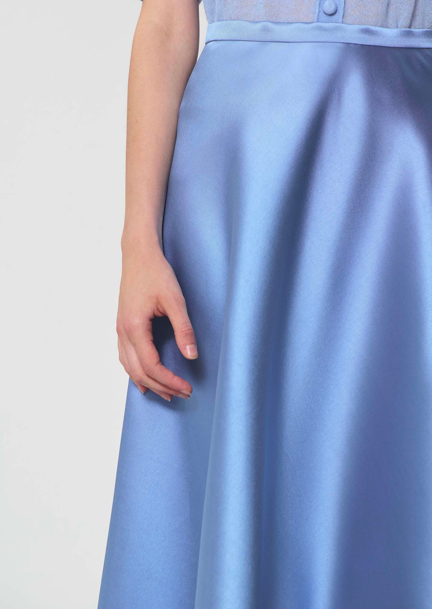 skirt in sky blue duchess satin
