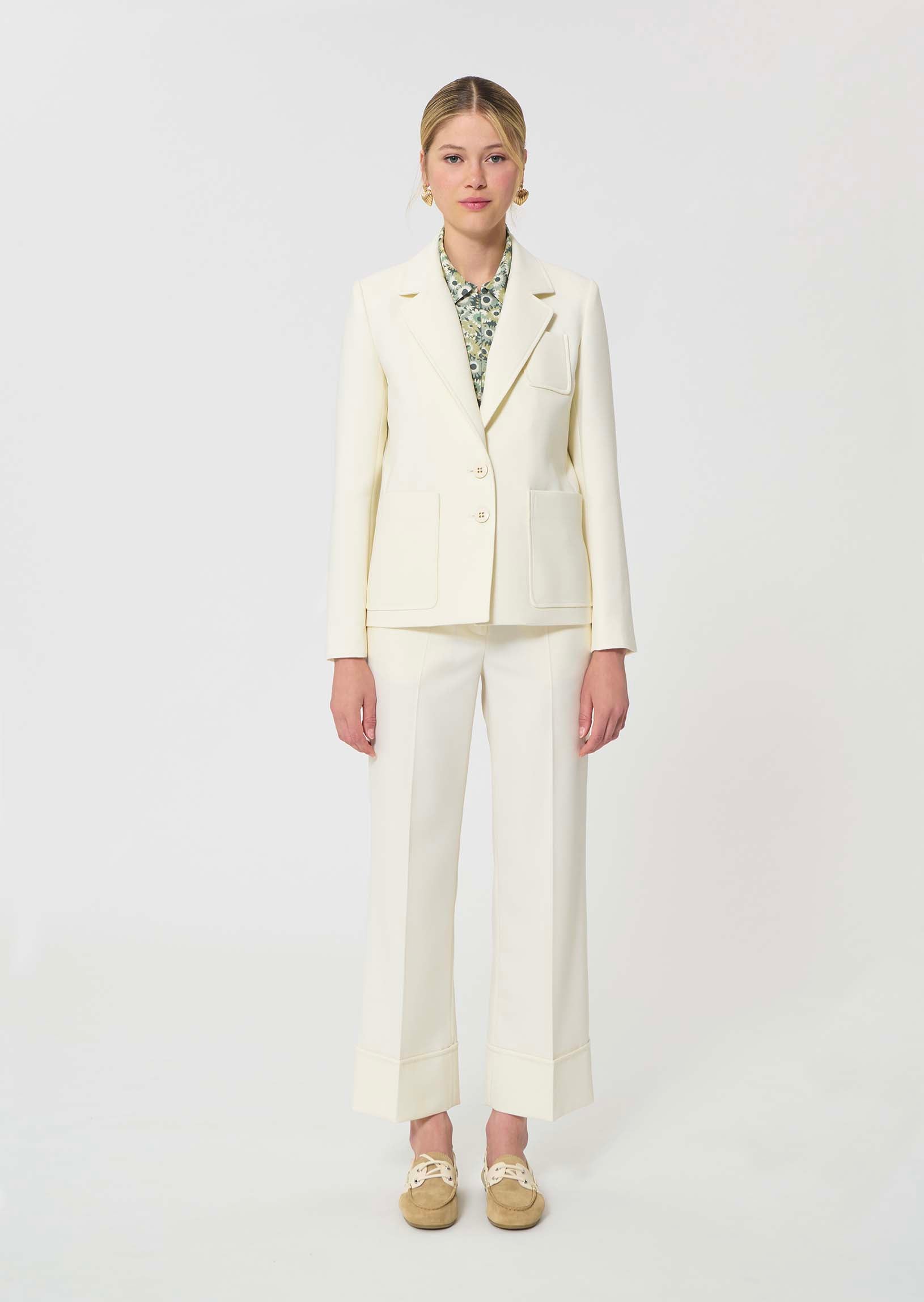jacket in ecru powder-grain canvas