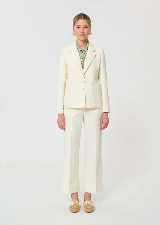 jacket in ecru powder-grain canvas