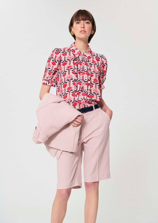 top in pale pink retro print