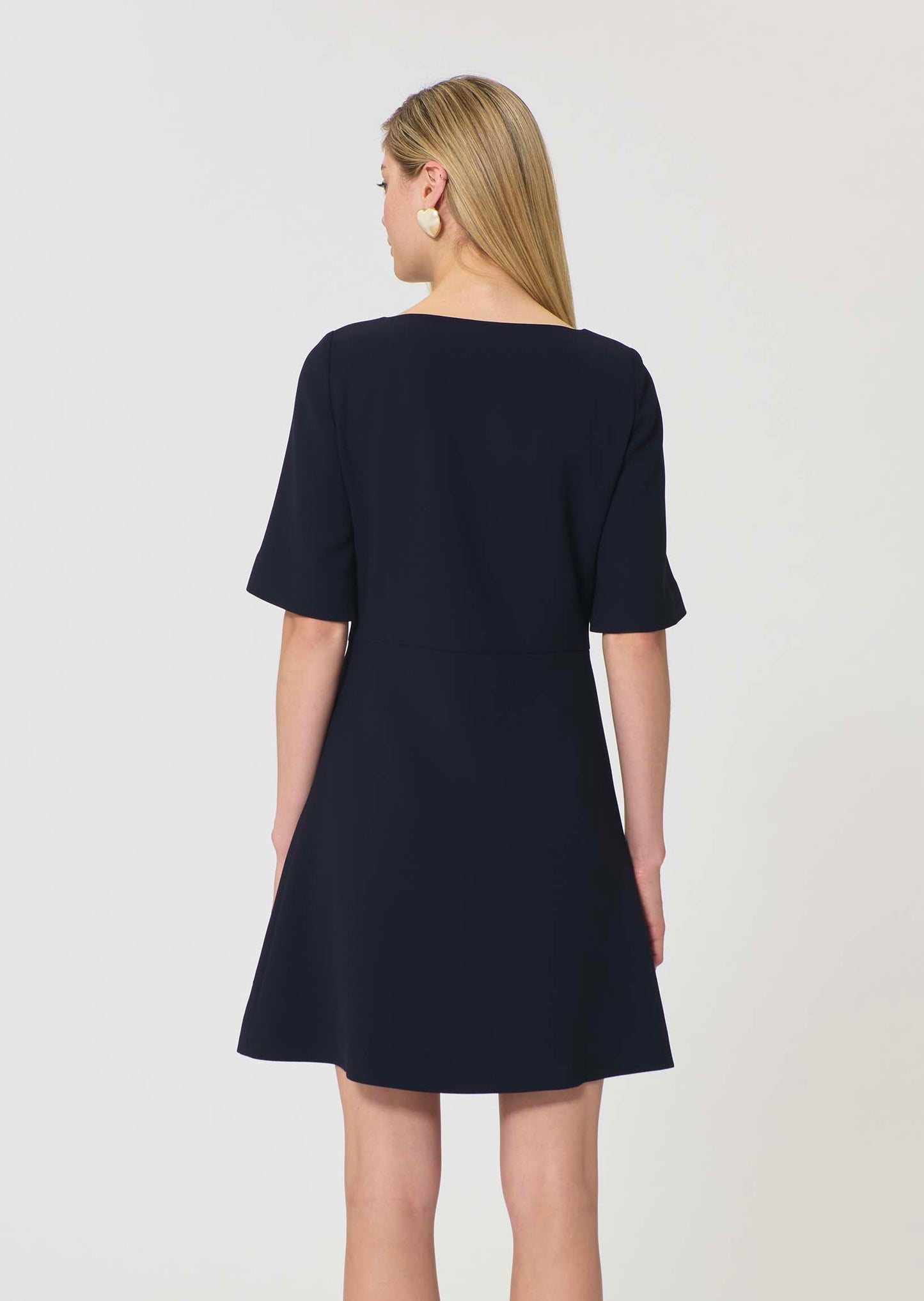 dress in midnight blue fluid crepe