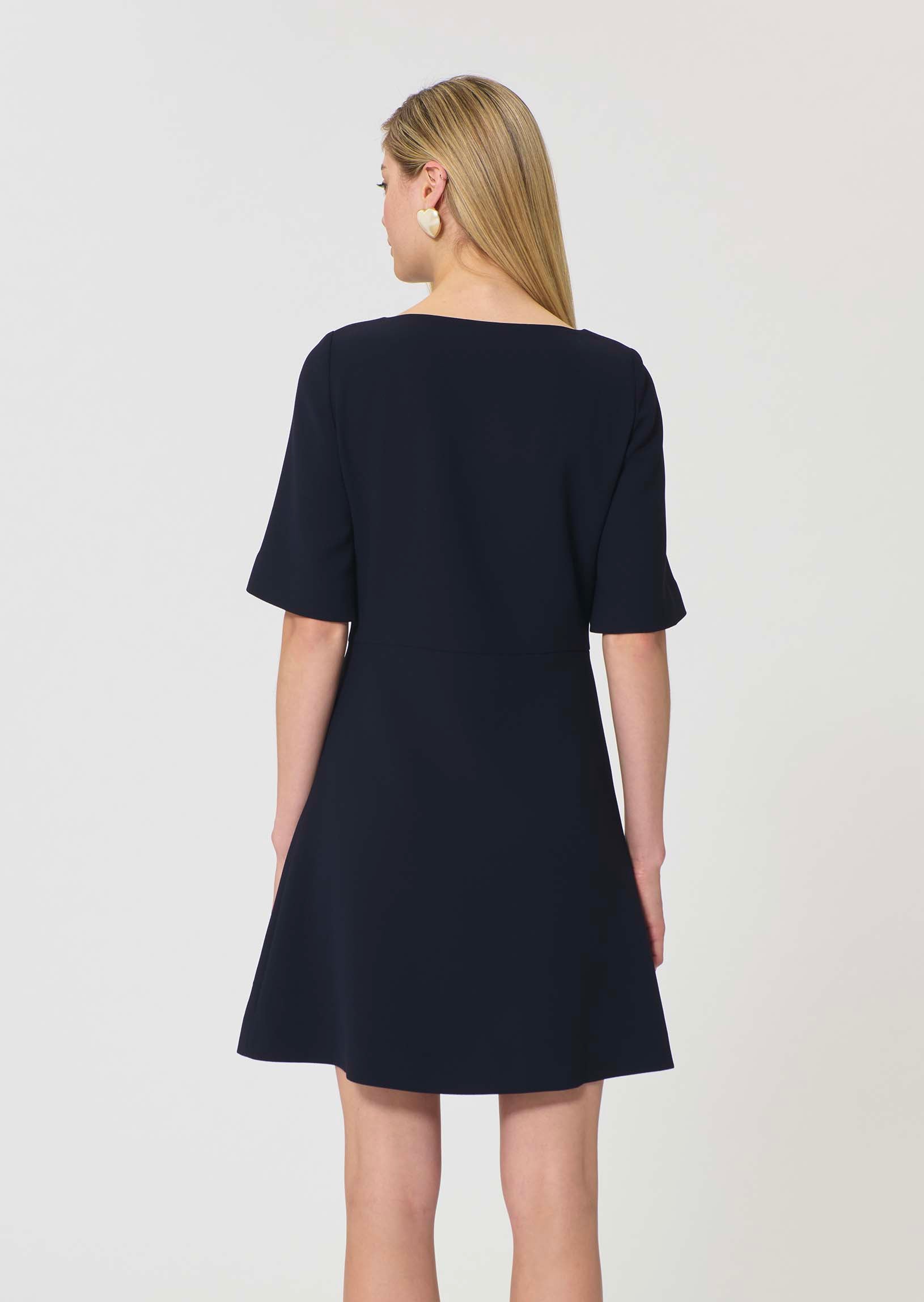 dress in midnight blue fluid crepe