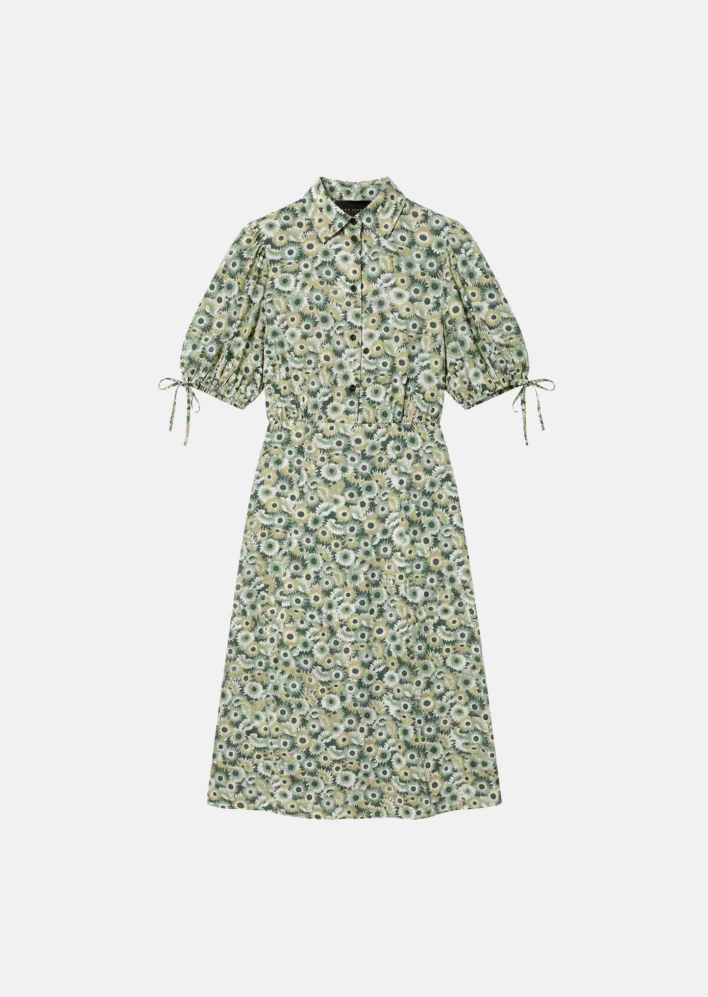 dress in green floral print