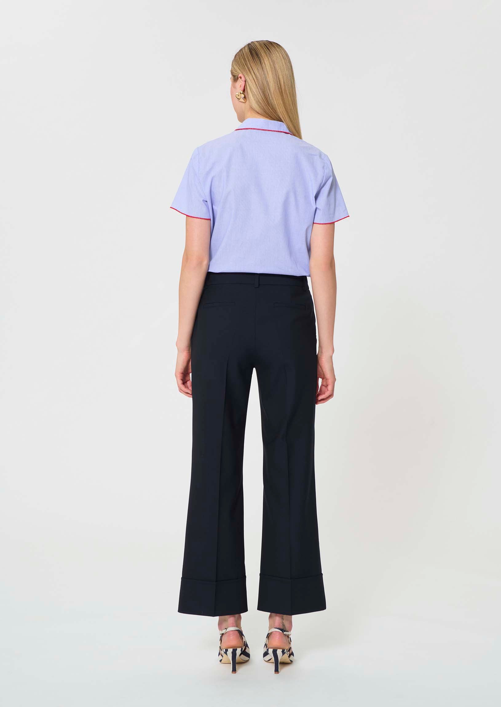 trousers in navy powder grain canvas