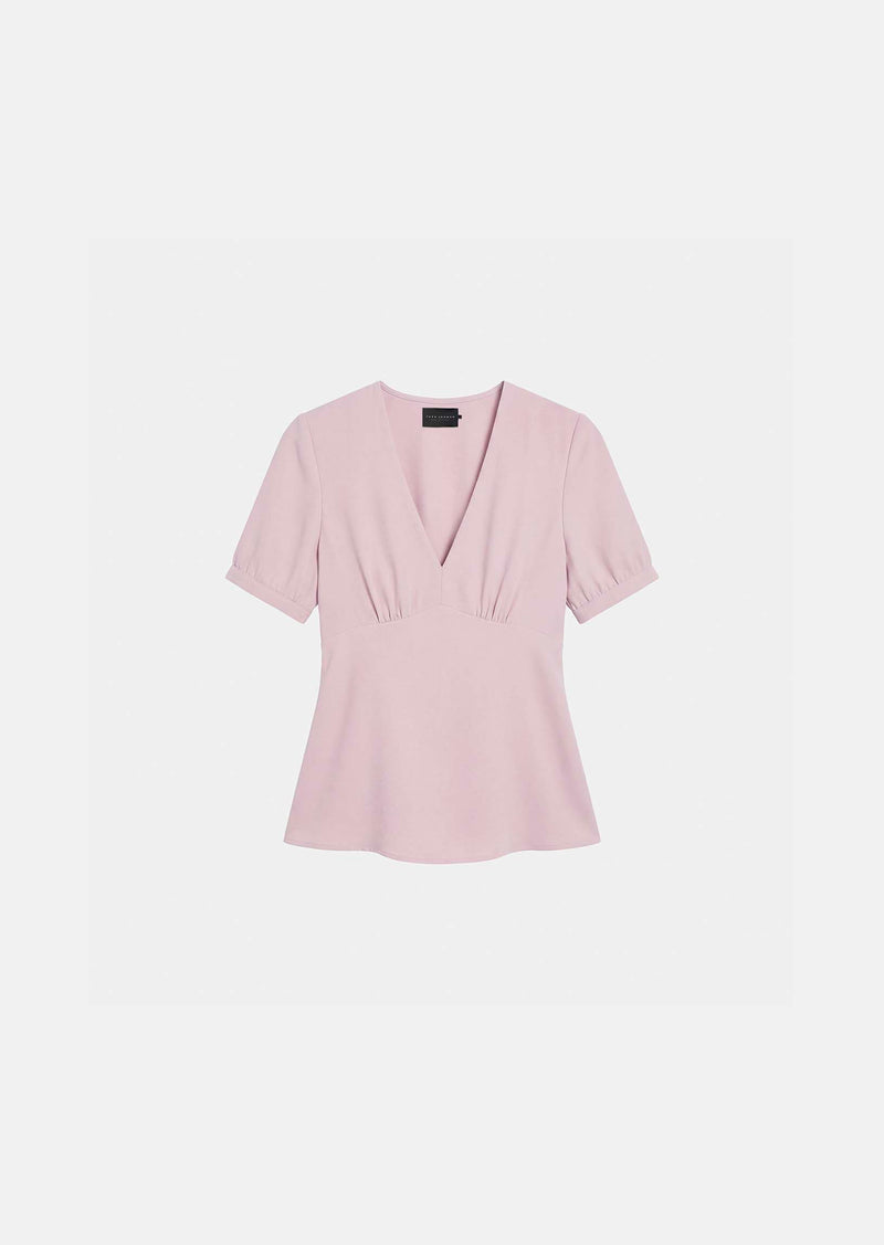 top in red fluid crepe