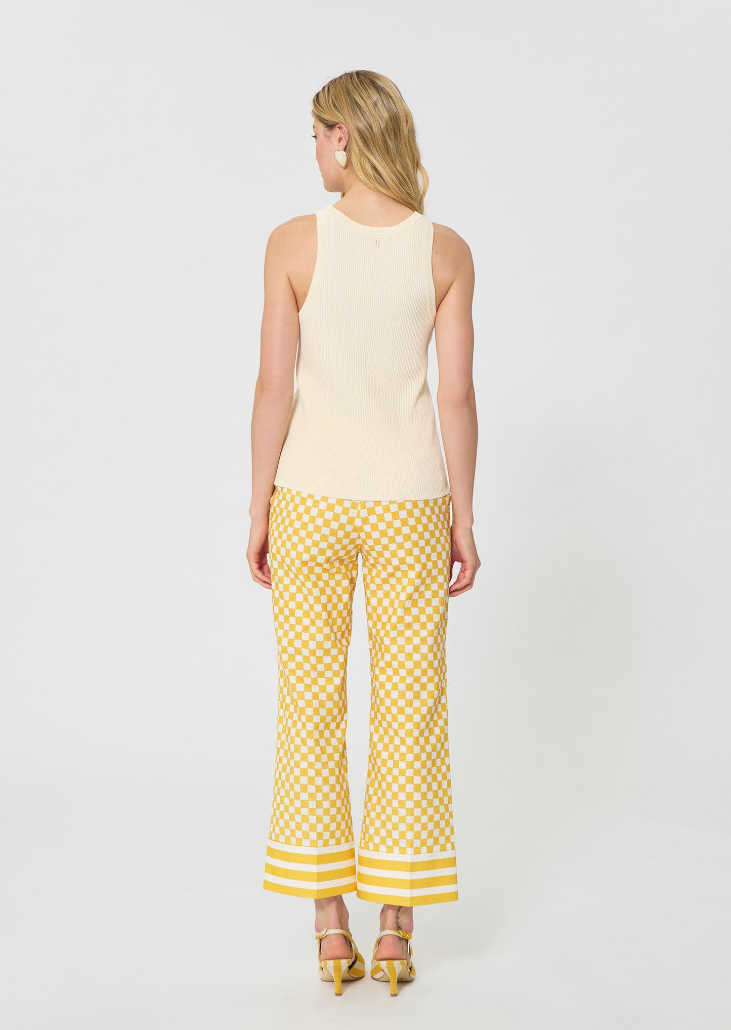 tank top in yellow ribbed knit