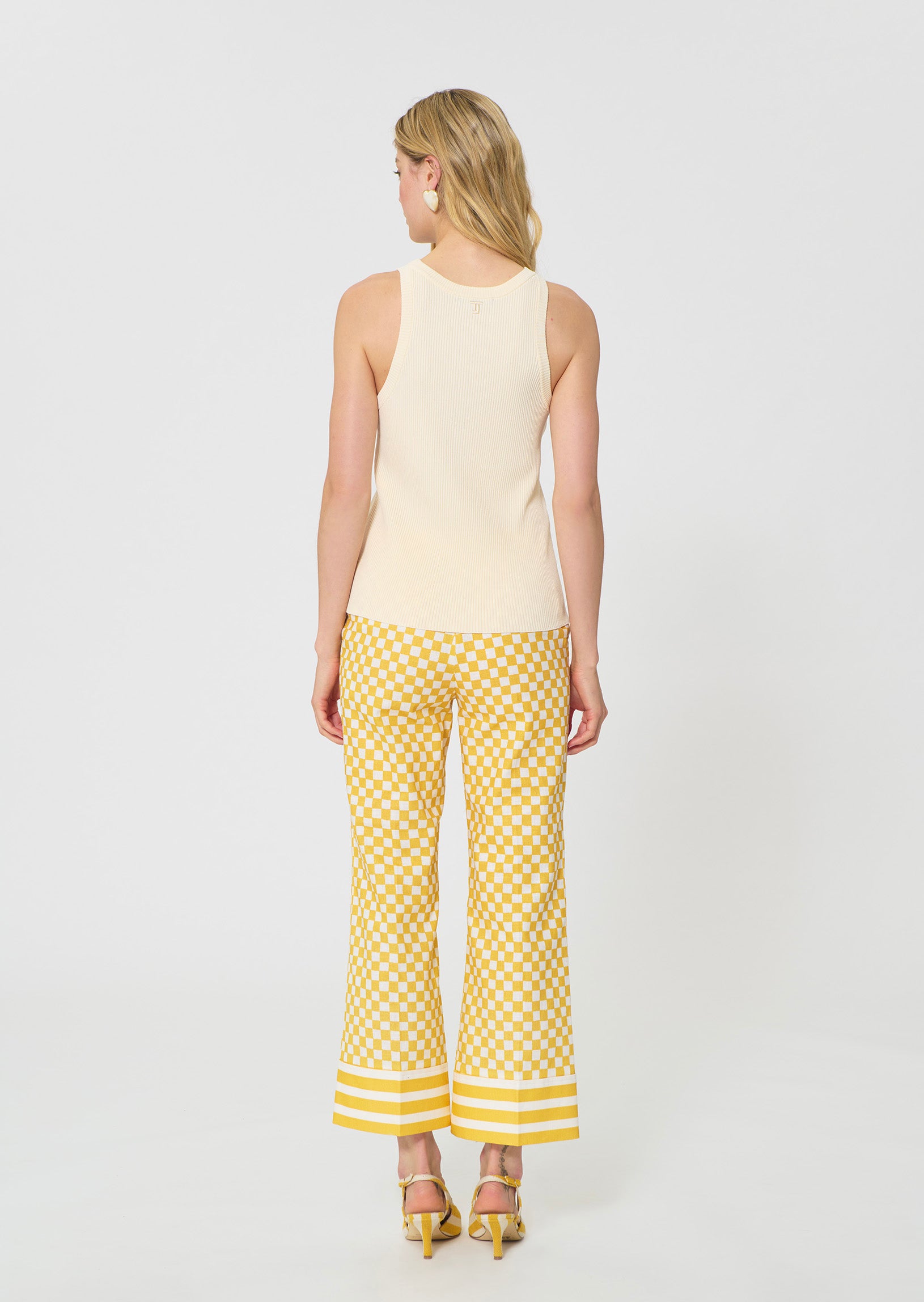 tank top in yellow ribbed knit
