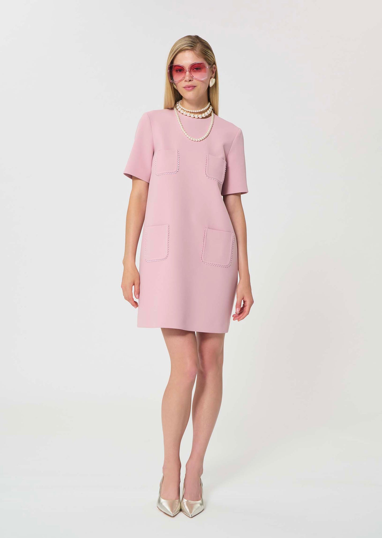 dress in pale pink double canvas