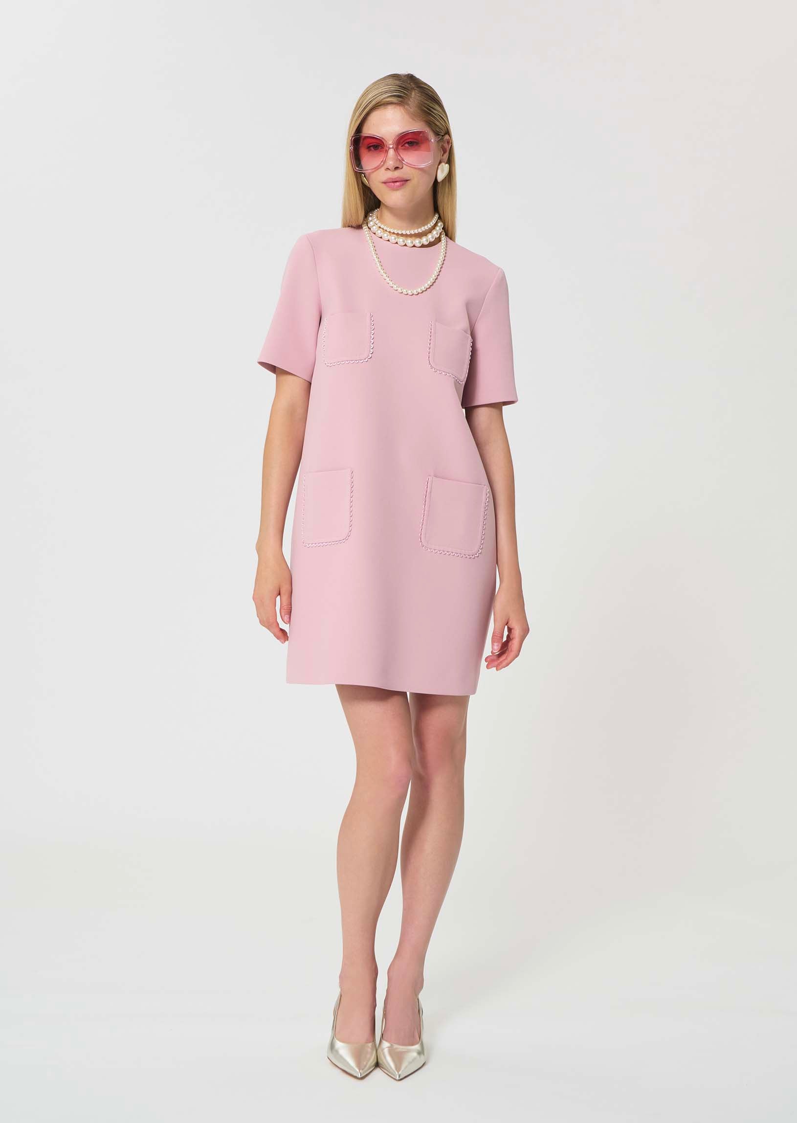 dress in pale pink double canvas