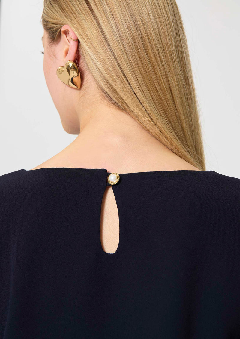 top in midnight blue fluid crepe