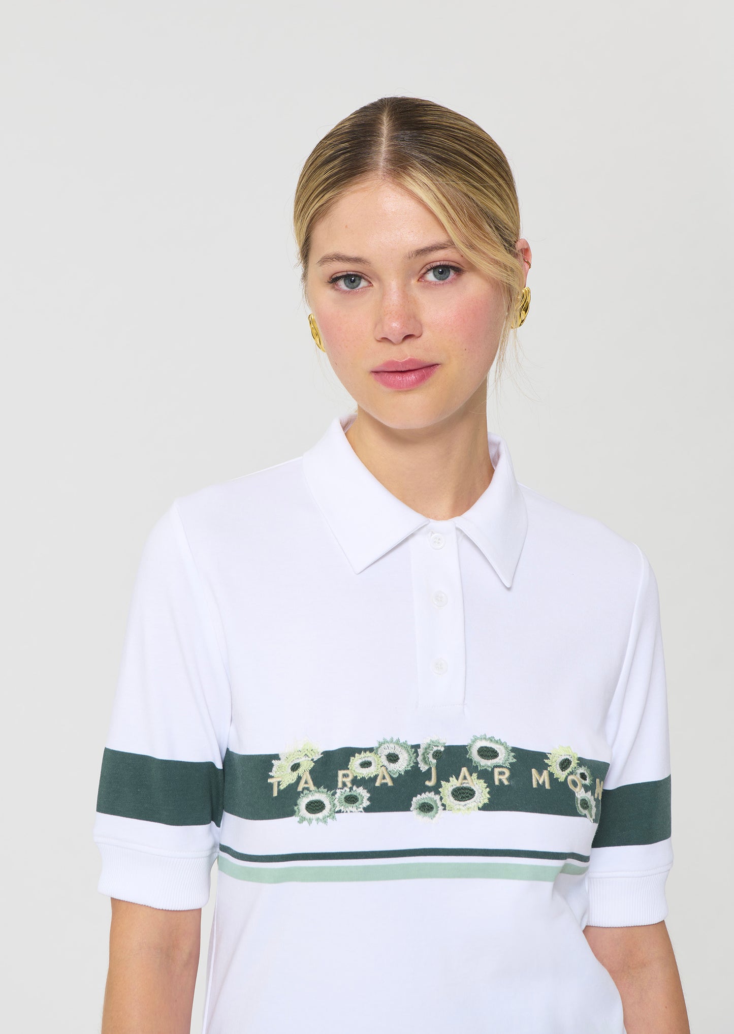 polo in white printed cotton