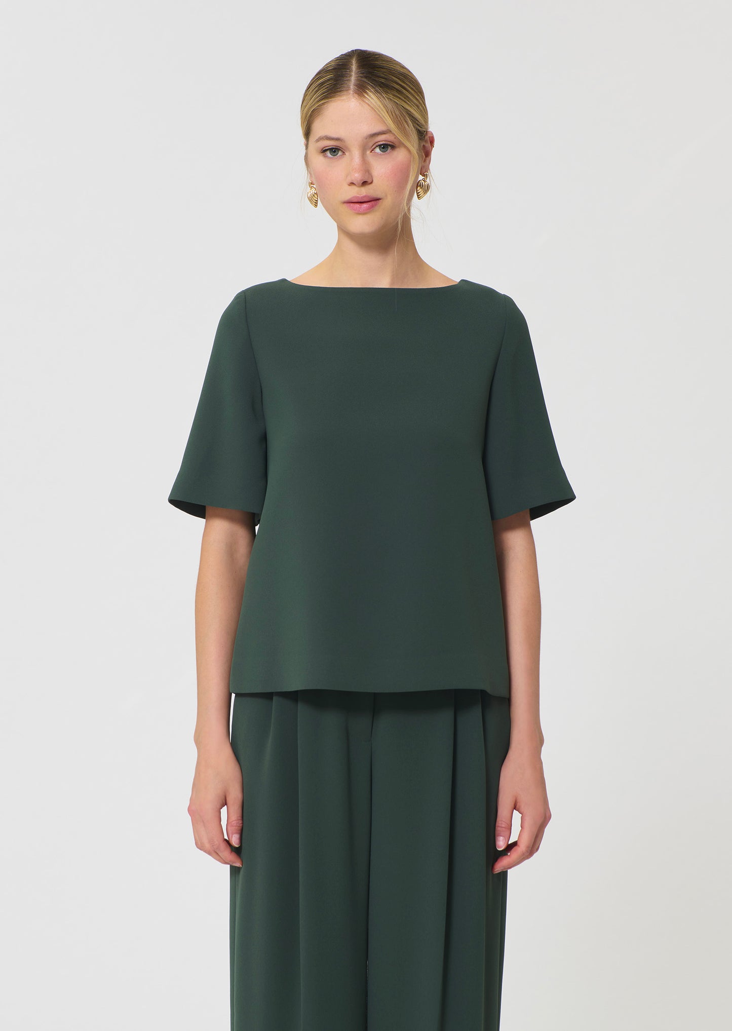 top in midnight blue fluid crepe
