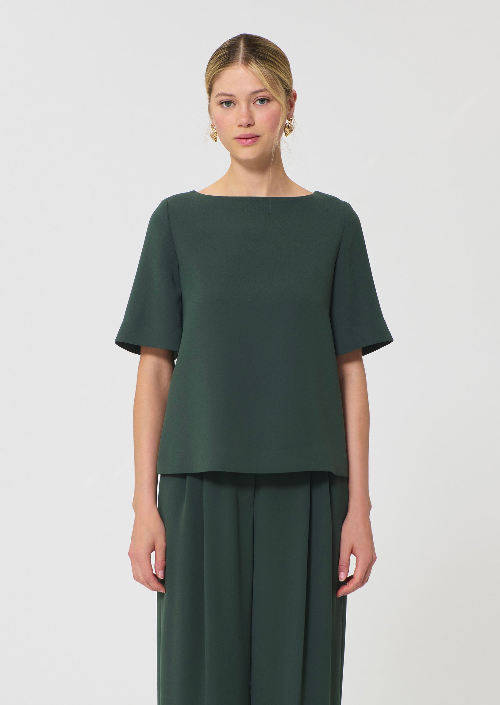 top in midnight blue fluid crepe