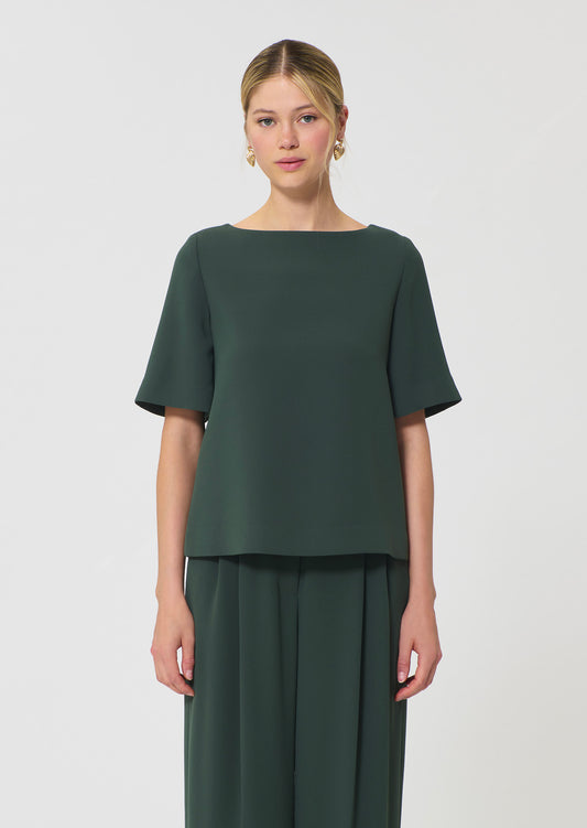 top in midnight blue fluid crepe
