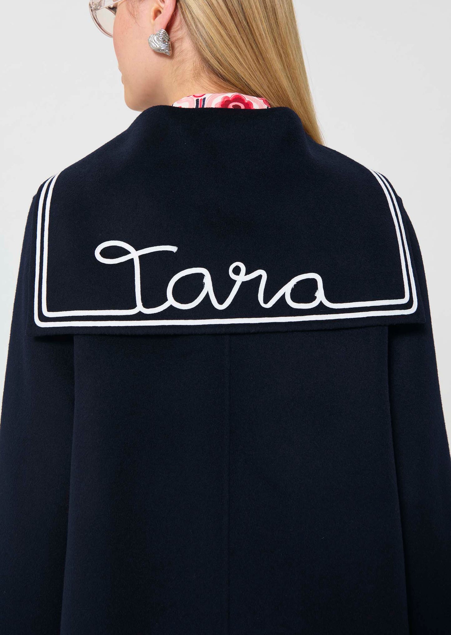 coat in midnight blue double-faced wool