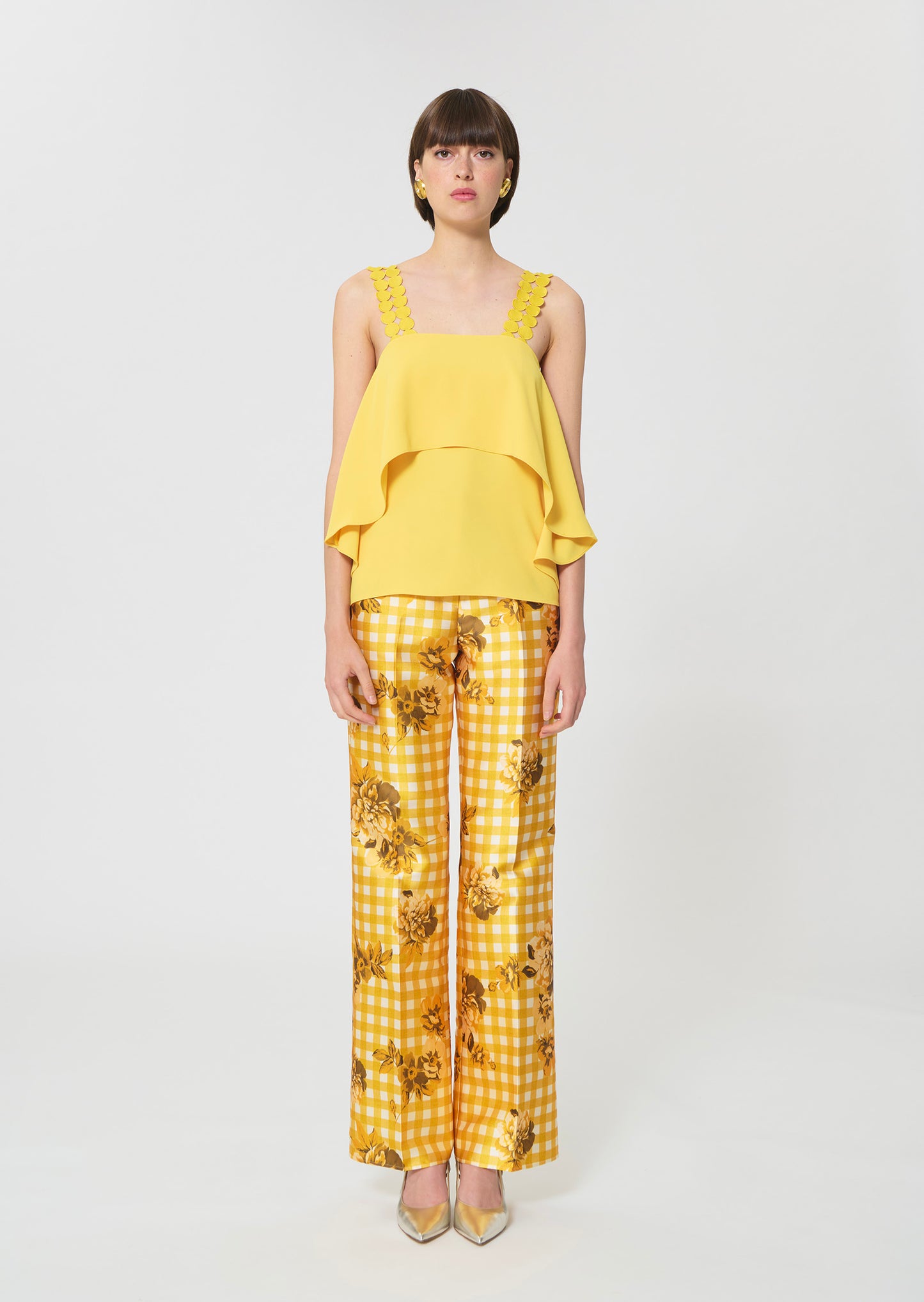 top in yellow fluid crepe