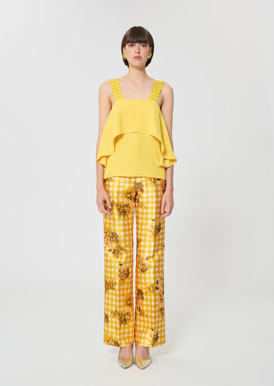top in yellow fluid crepe