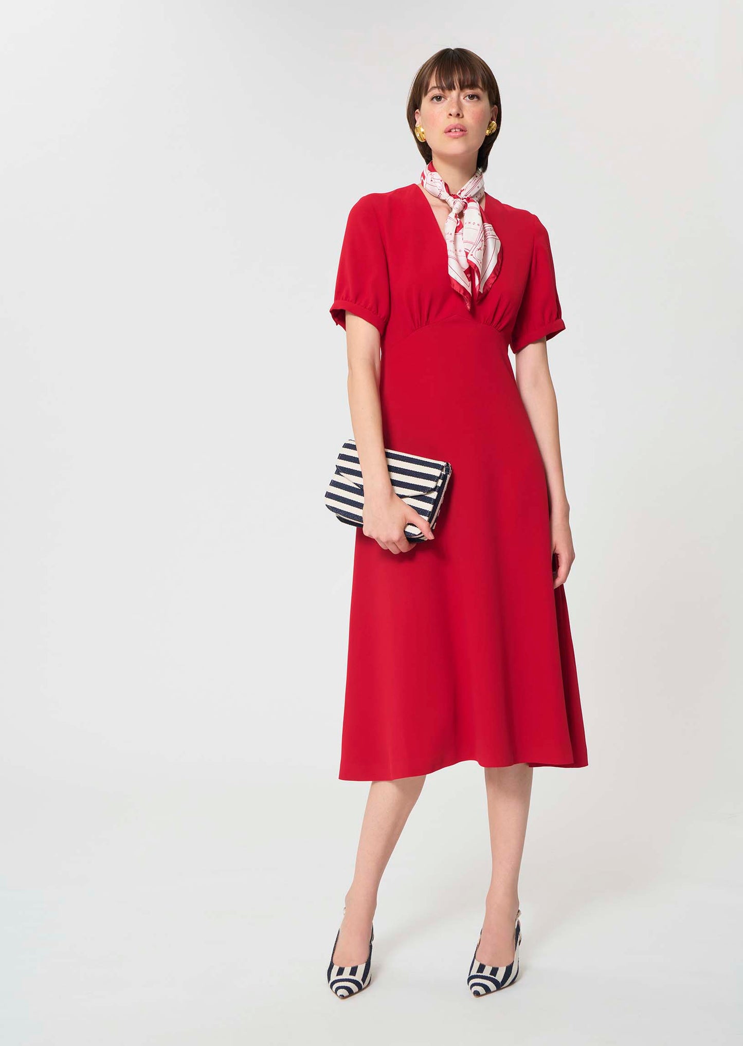dress in midnight blue fluid crepe
