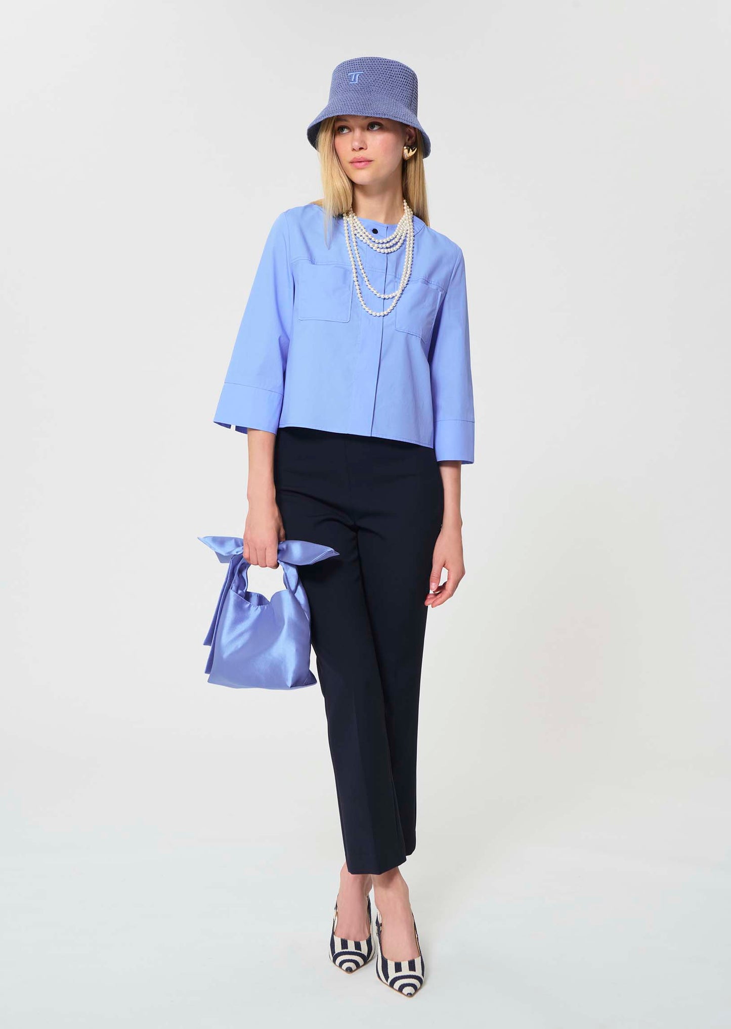 trousers in midnight blue double canvas