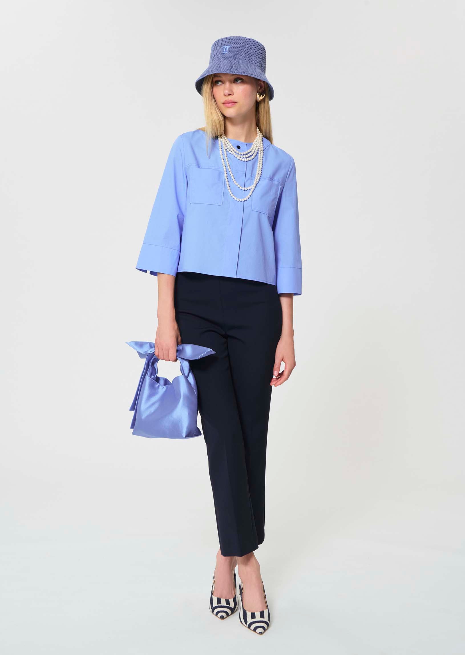 trousers in midnight blue double canvas