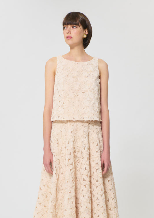 top in beige embossed floral pattern